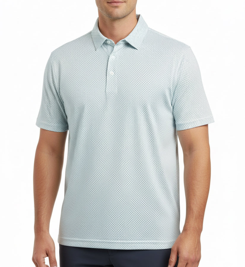 Straight Down Men's Golf Polo Check Mate Mint Size L