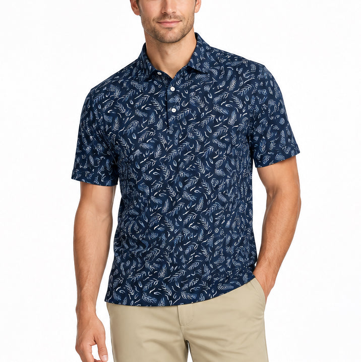 Black Clover Men's Golf Polo Lucky Feather Navy Size L