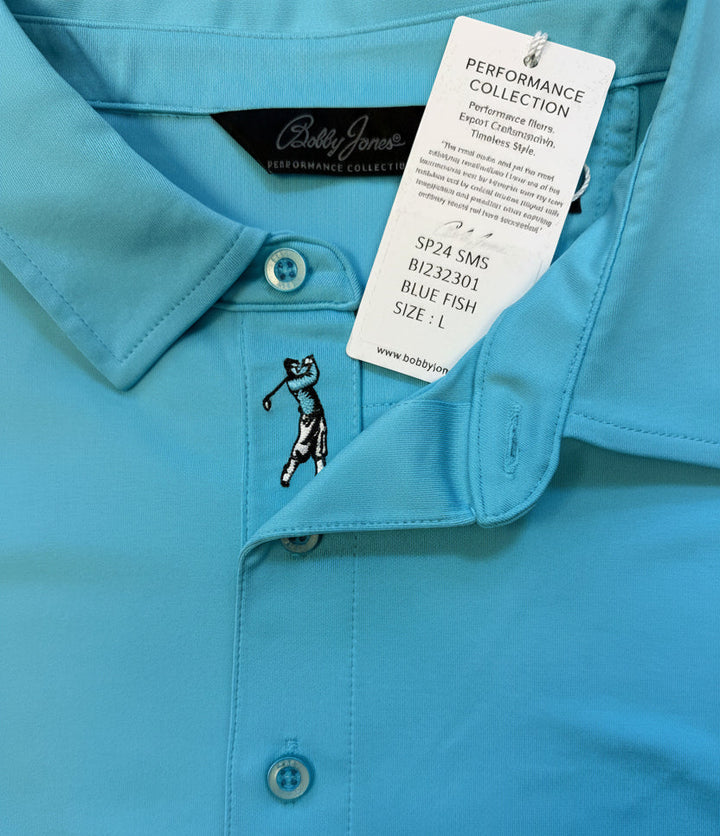 Bobby Jones Performance Collection Polo - Blue Fish - Large