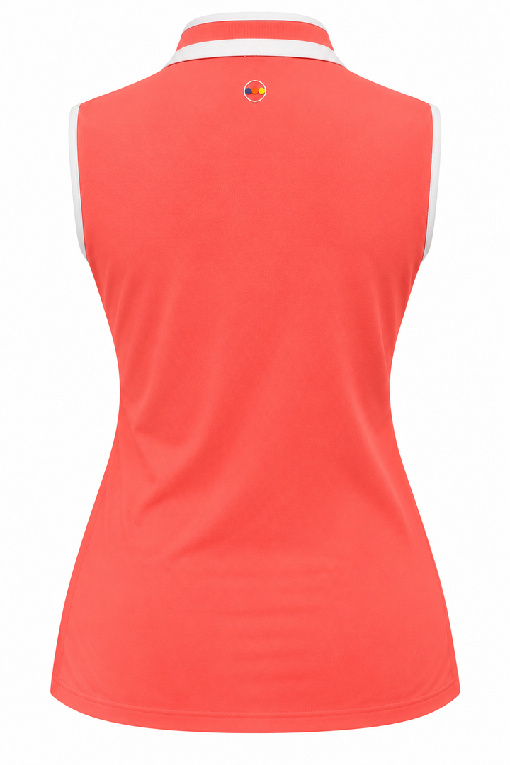 Swing Control Pique Mockneck Sleeveless Shirt - Coral
