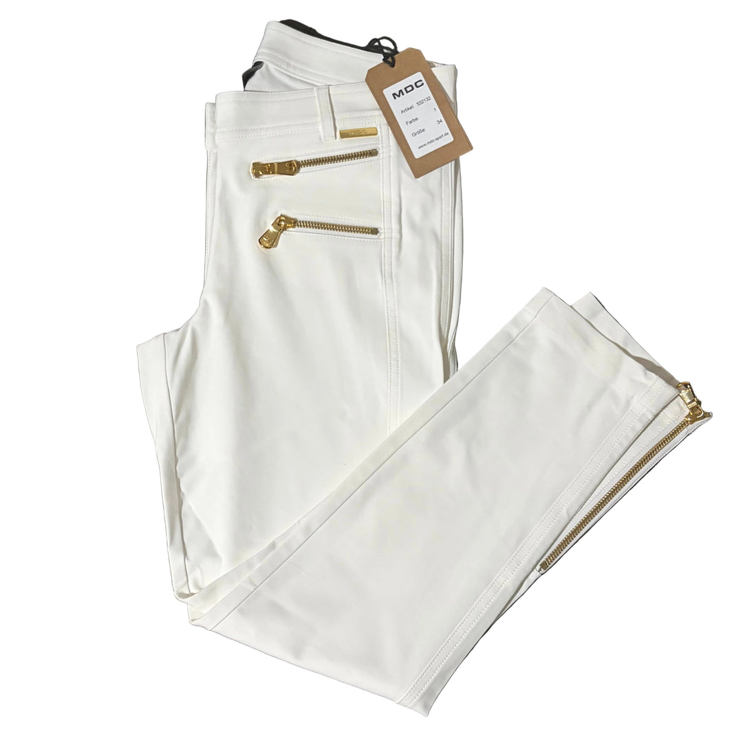 MDC Stretch Gold Double Zip Cropped Pants 25" - White - Skorzie