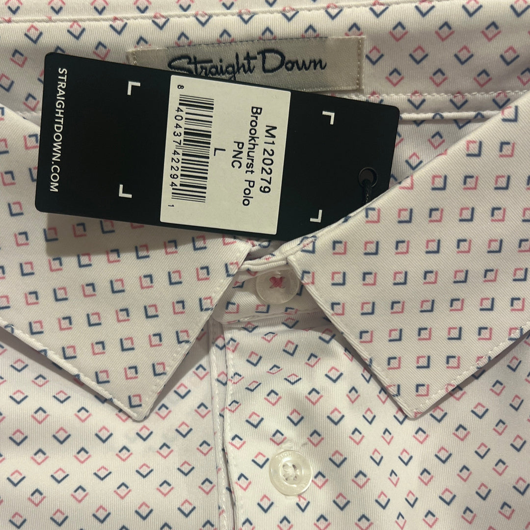 Straight Down Men's Golf Polo Brookhurst Punch Size L