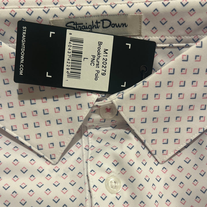 Straight Down Men's Golf Polo Brookhurst Punch Size L