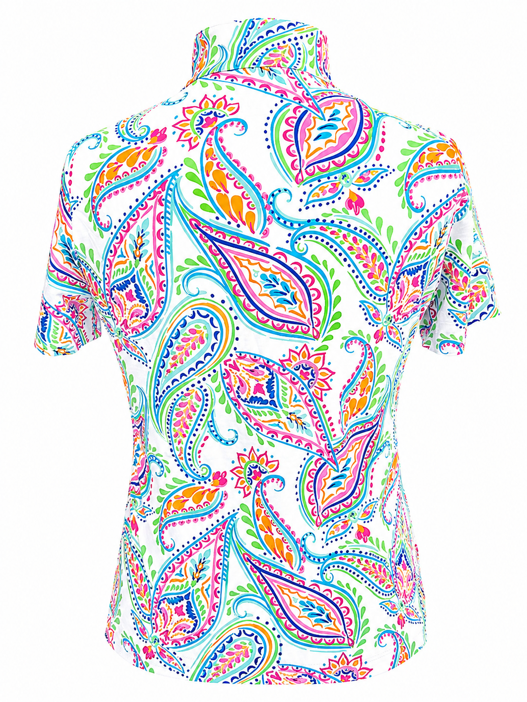 IBKUL Demi Short Sleeve Zip Mock - White Multi