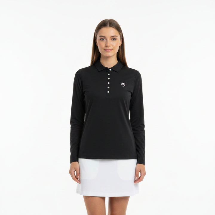 KJUS Women's Golf L/S Polo Scotscraig (w/logo) Black Size M