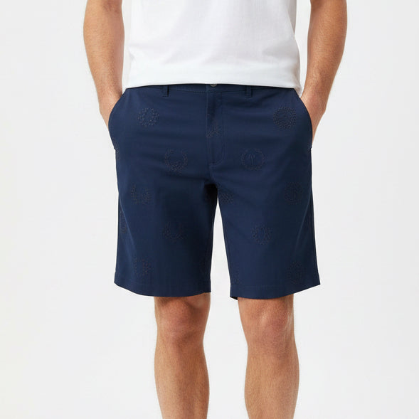 Original Penguin Men's Tennis Shorts 9" Victory Crest Embroidered Black Iris Size 32