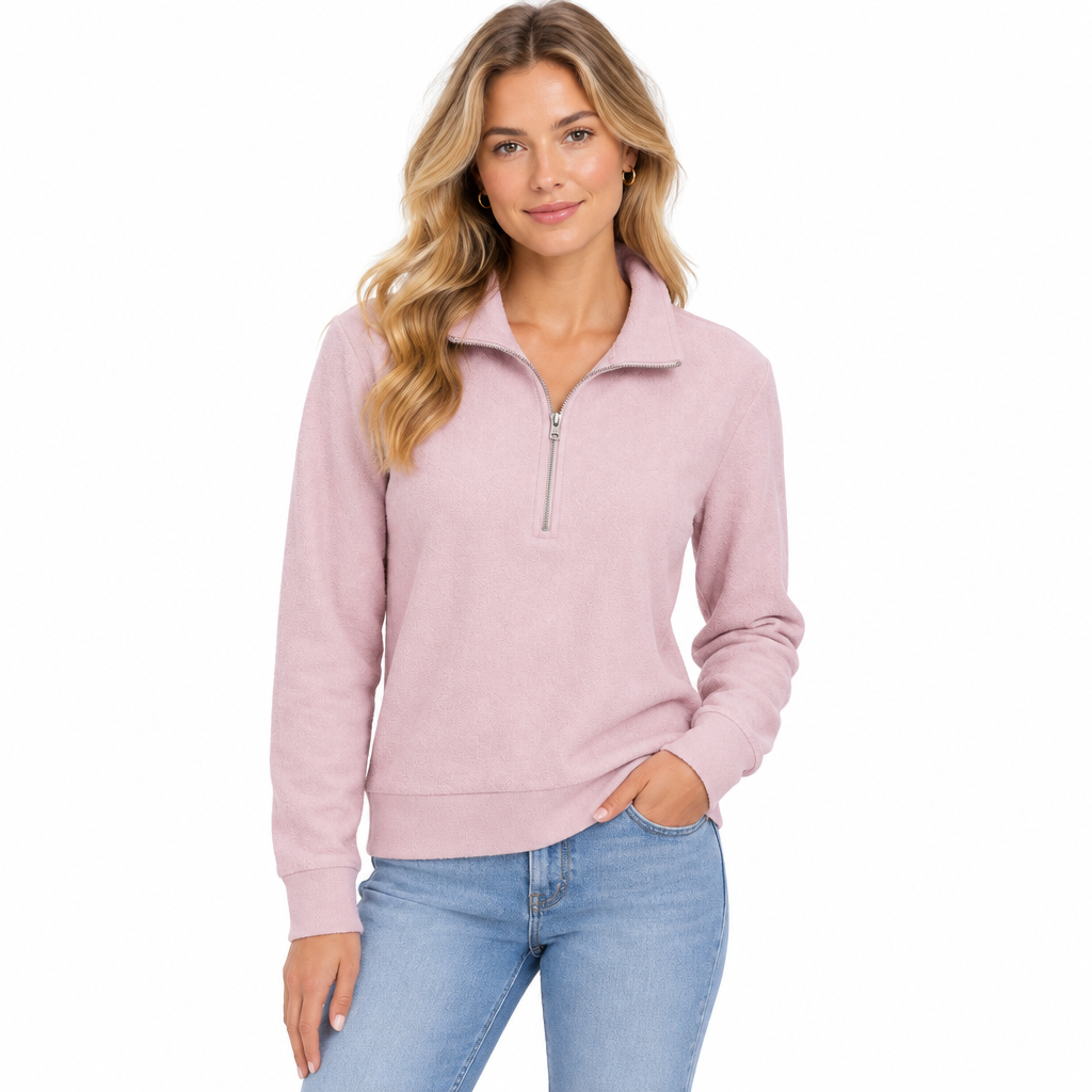 Straight Down Women's Quarter Zip Collette Pink Dawn Size M