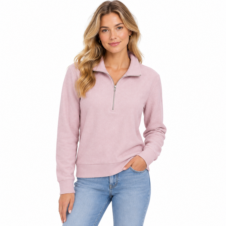 Straight Down Women's Quarter Zip Collette Pink Dawn Size M