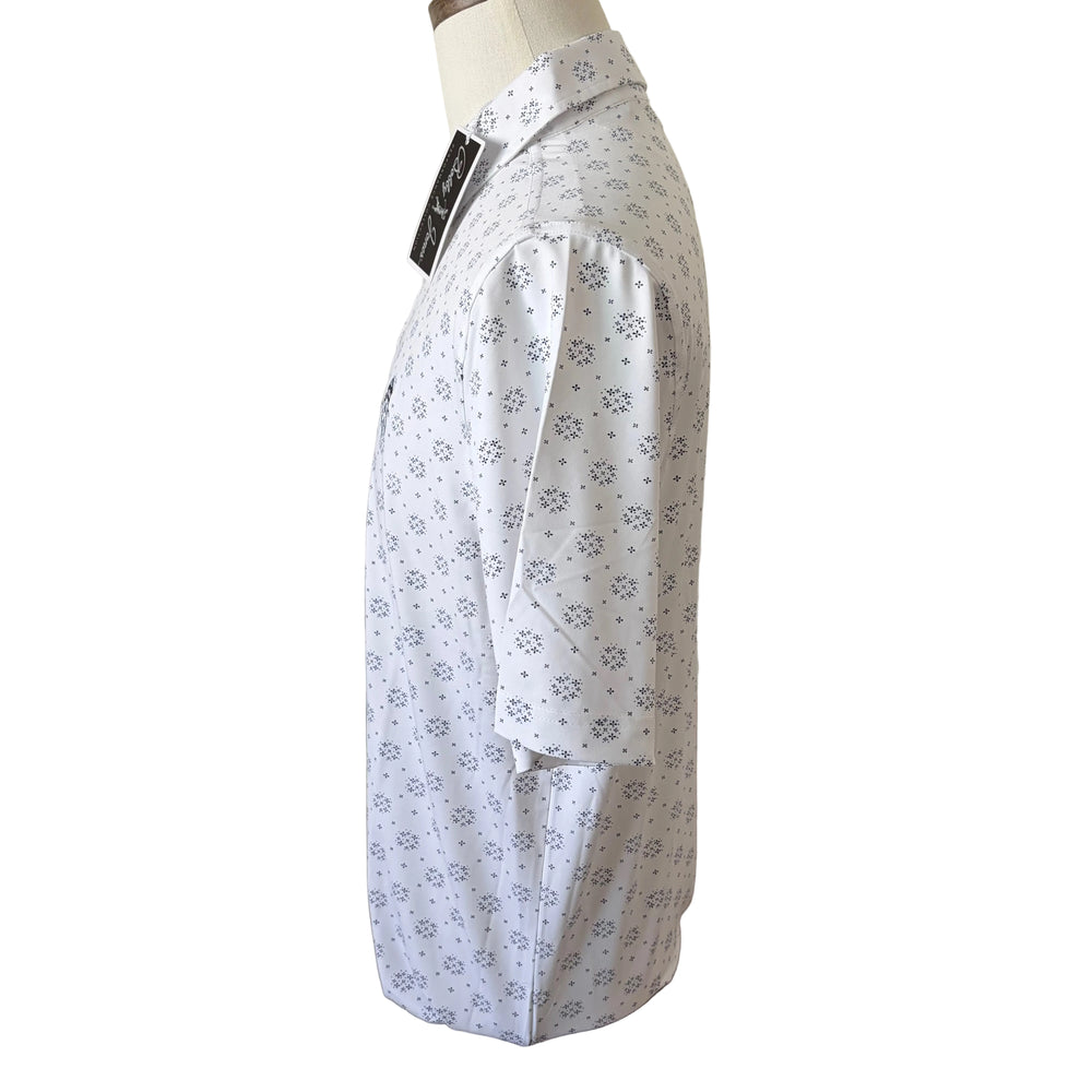 Bobby Jones Performance Jersey Floral Print Polo (w/ logo) - White - Skorzie
