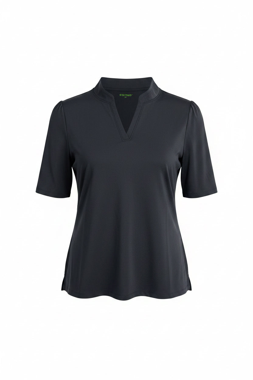 Swing Control Solid S/S V-Neck Velocity Polo - Black - Small - Skorzie