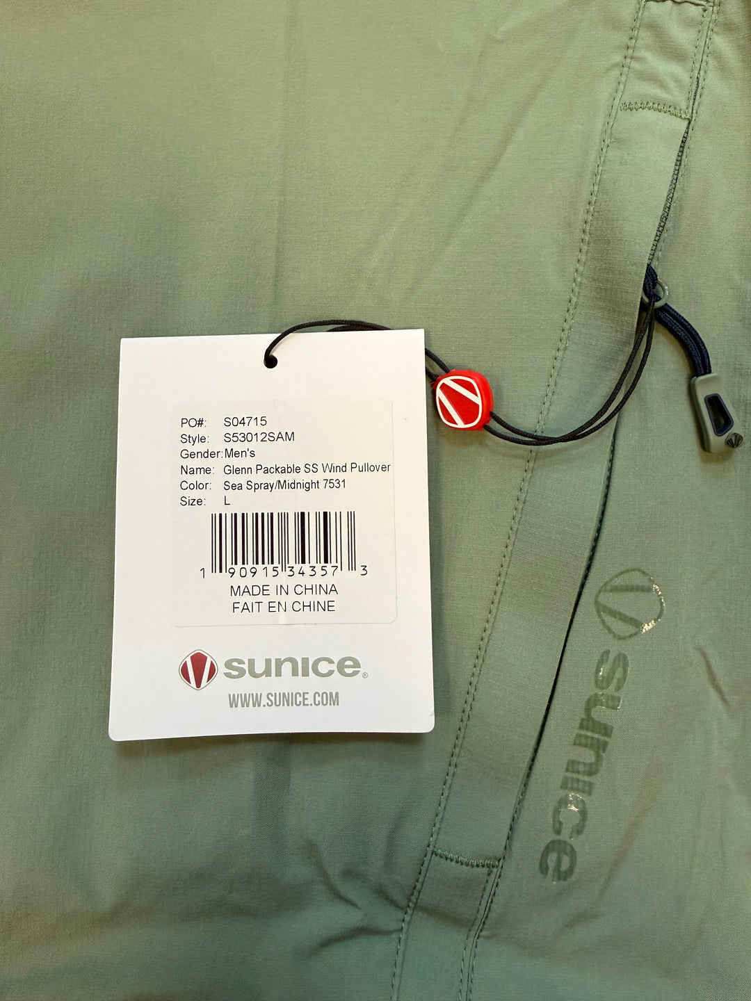 Sunice Glenn Short-Sleeve Water-Repellent WxTech Wind Pullover - Sea Spray - Large