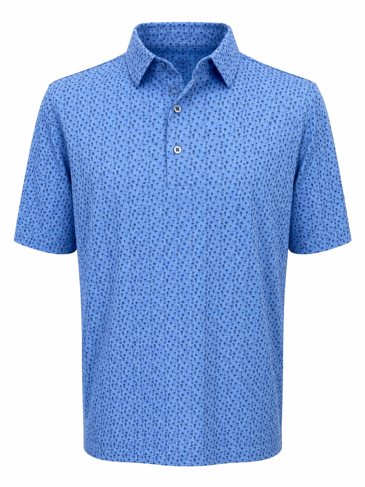 Bobby Jones Performance Palm Tree Print Jersey Polo - Classic Blue - Large