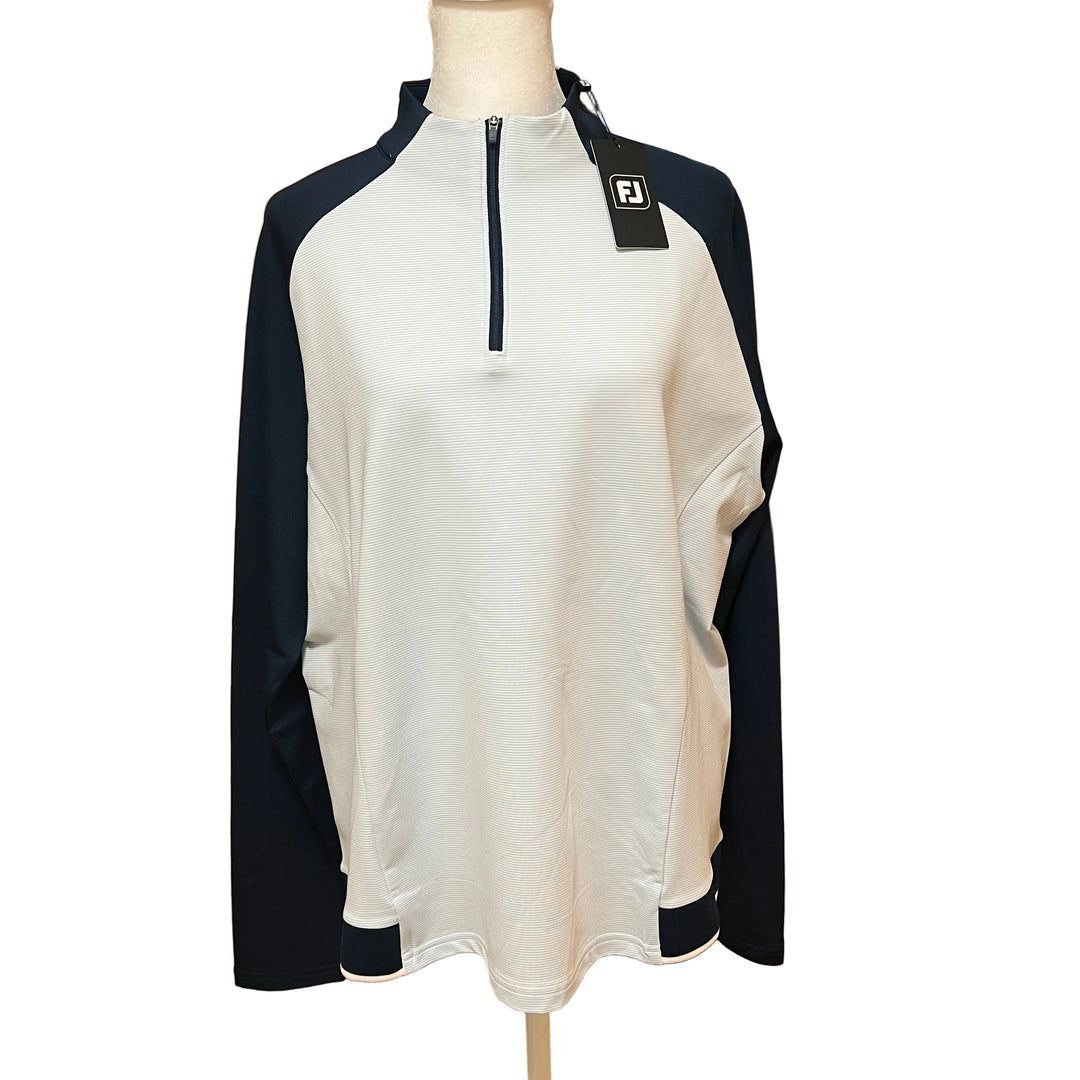 FootJoy Quarter Zip Midlayer (w/logo) - Navy/Sky Blue - X-Large - Skorzie
