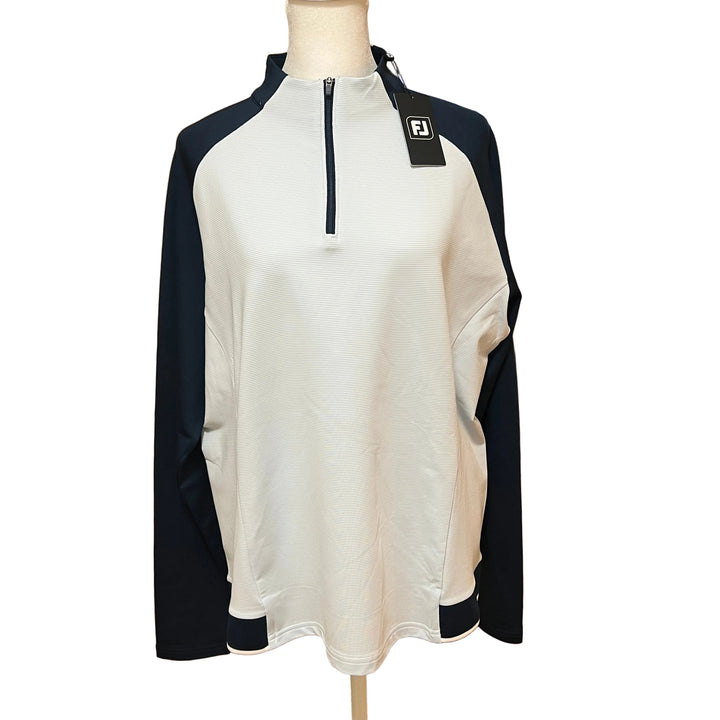 FootJoy Quarter Zip Midlayer (w/logo) - Navy/Sky Blue - X-Large - Skorzie