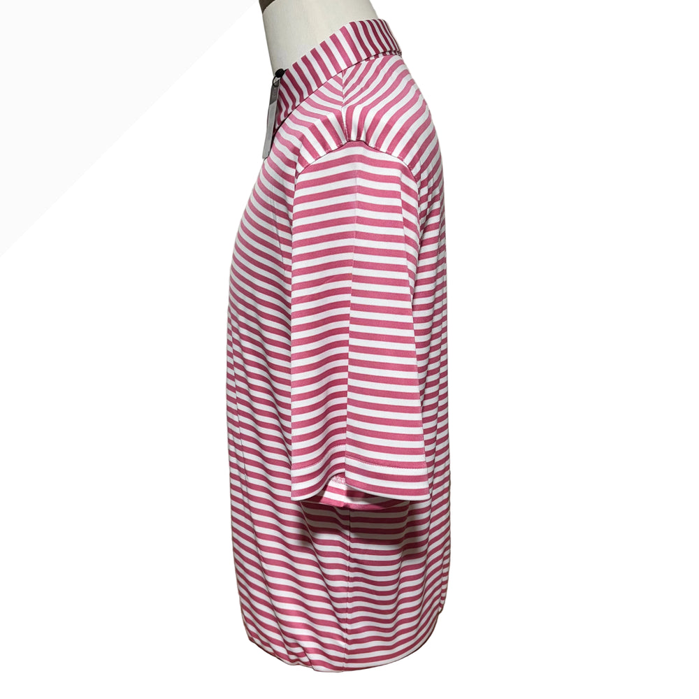 Greg Norman Recycled Microlux Stripe Polo - Lobster/White - Large - Skorzie