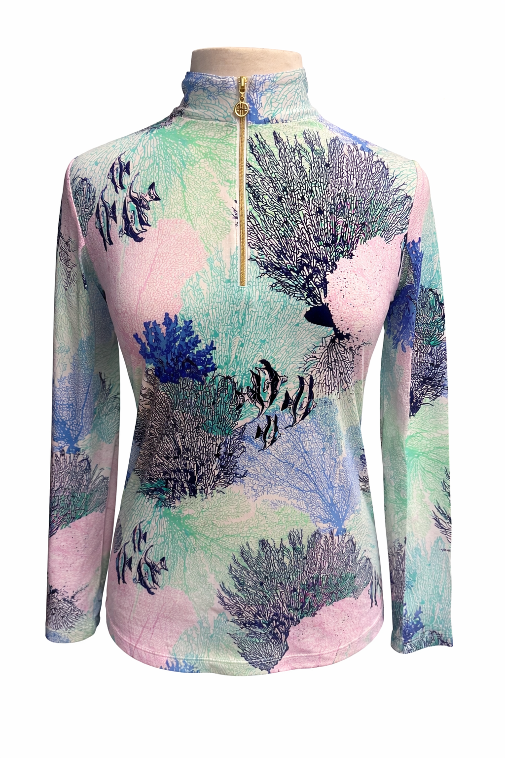 G-Lifestyle Quarter Zip Sun Protection Top - Blue Coral - Skorzie