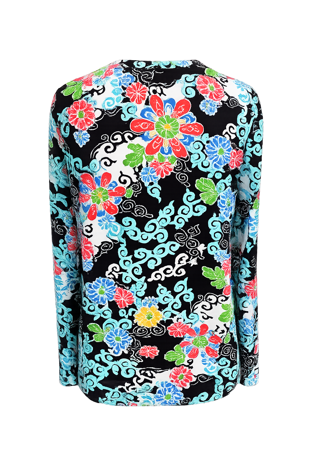 IBKUL Gia Long Sleeve Crew Neck Top - Multi Black