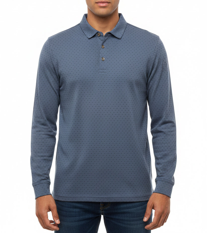 Travis Mathew Men's L/S Polo Handsome Town Navy Size S