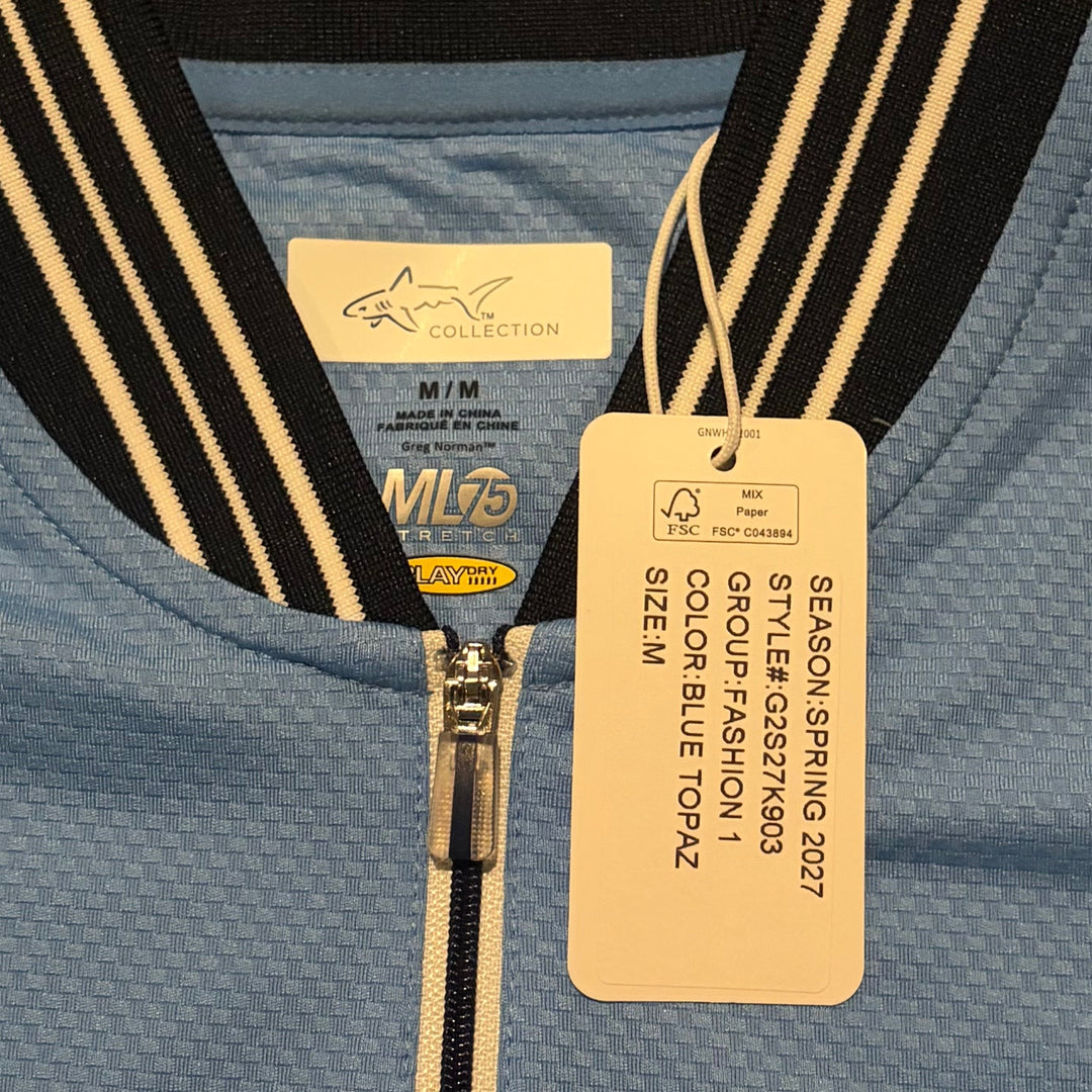Greg Norman Women's Golf Polo Match S/S Zip Blue Topaz Size M