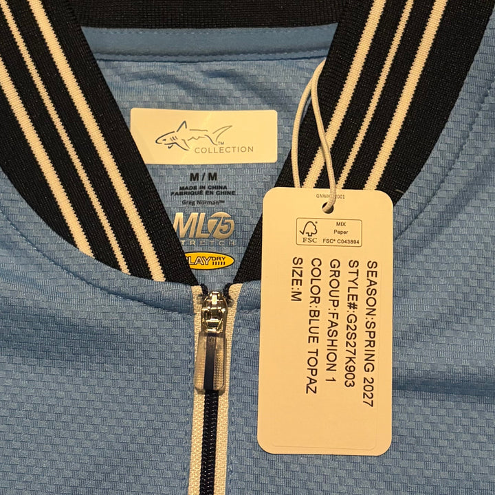 Greg Norman Women's Golf Polo Match S/S Zip Blue Topaz Size M