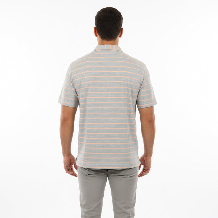 Straight Down Men's Golf Polo Oceano Dunes Stripe Cantaloupe Size L