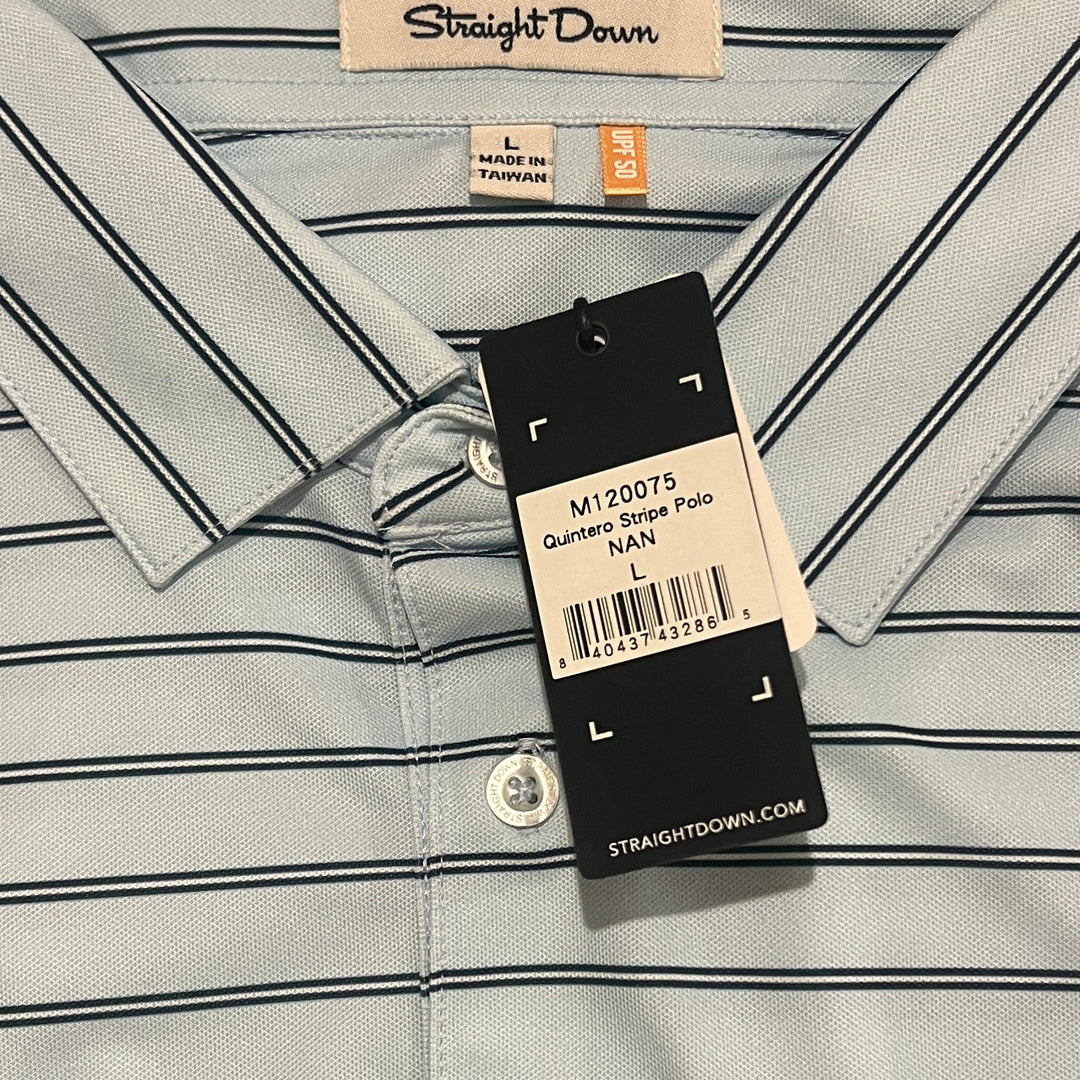Straight Down Men's Golf Polo Quintero Stripe Nantucket Size L