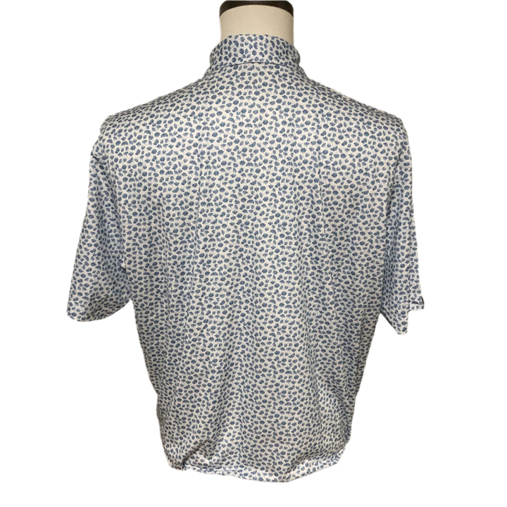 Dunning Golf Polo (w/ logo) - White/Blue Palm - Skorzie