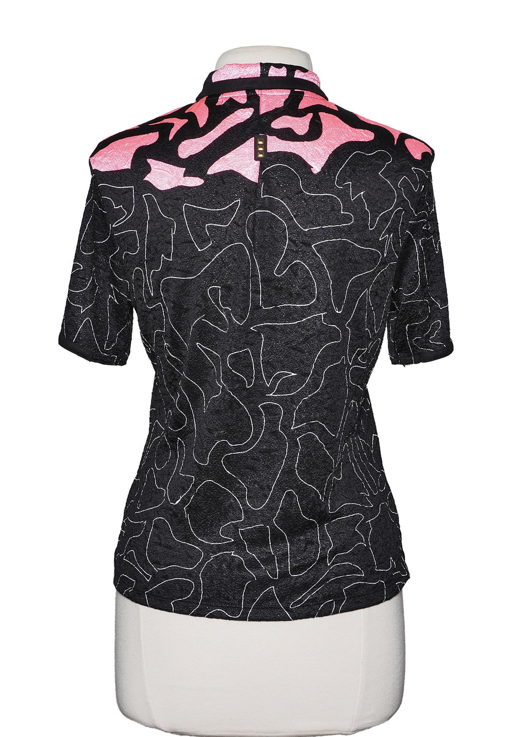 Jaime Sadock Short Sleeve Polo Top - Black/Pink - Size Medium - Skorzie