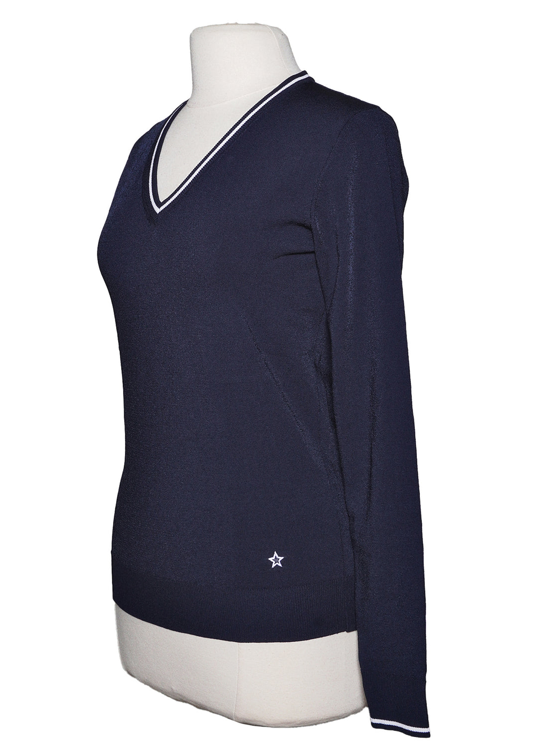 Lohla Sport Perfect V Neck Sweater - Navy - Size Small - Skorzie