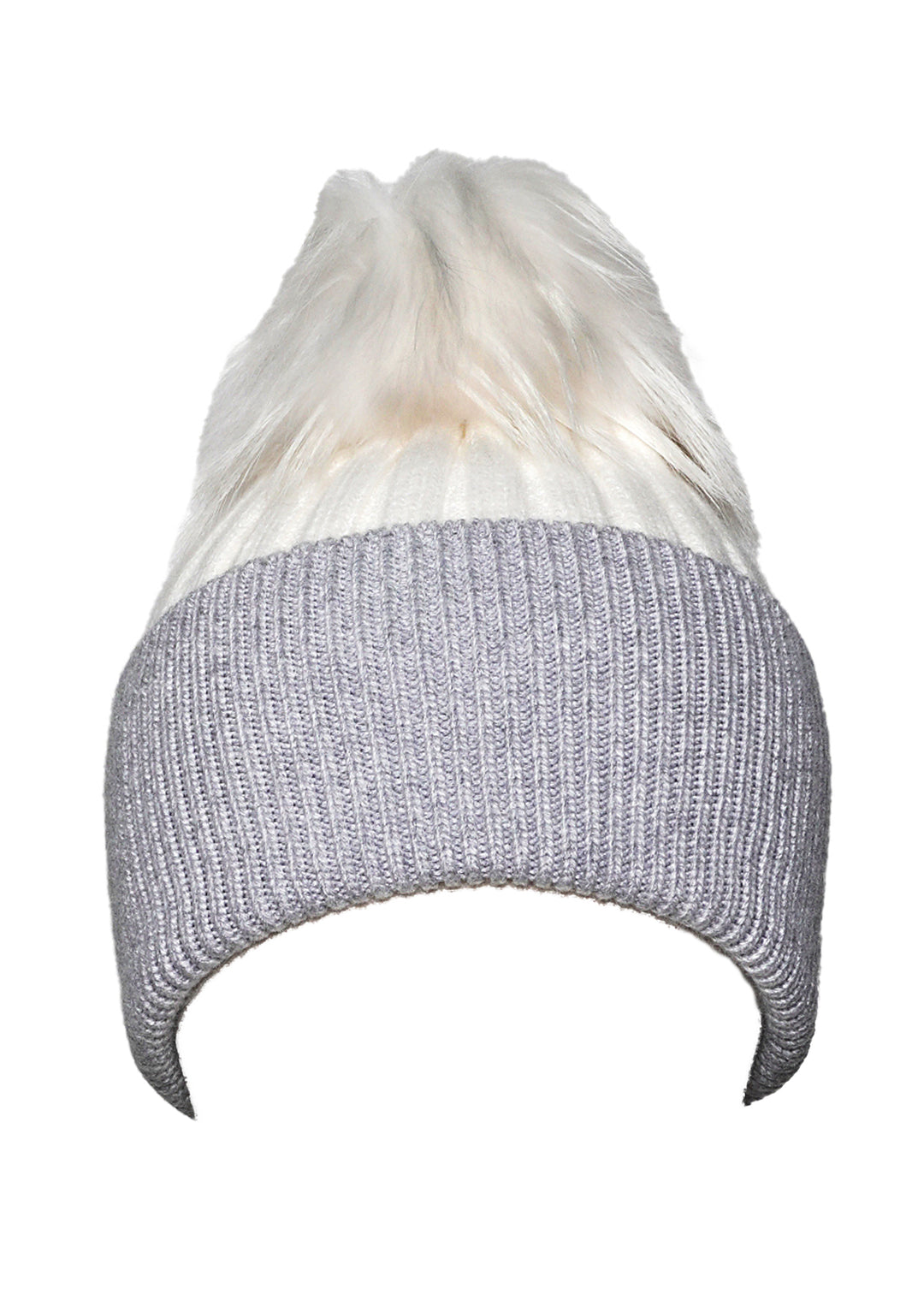 Knit Two Tone Beanie - White/Grey - Skorzie