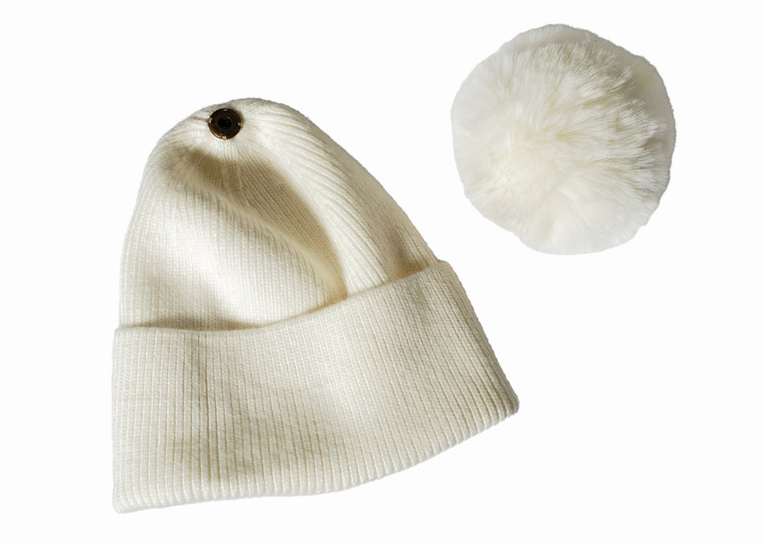 Solid Knit Beanie - White - Skorzie