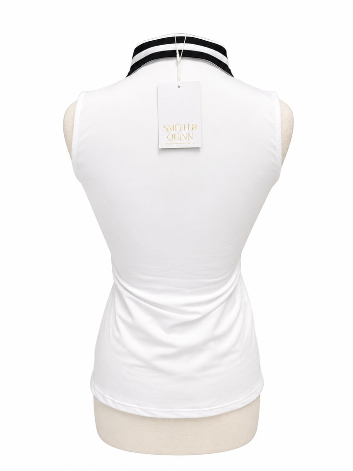 Smith & Quinn Alice Sleeveless Polo - White/Black - XS