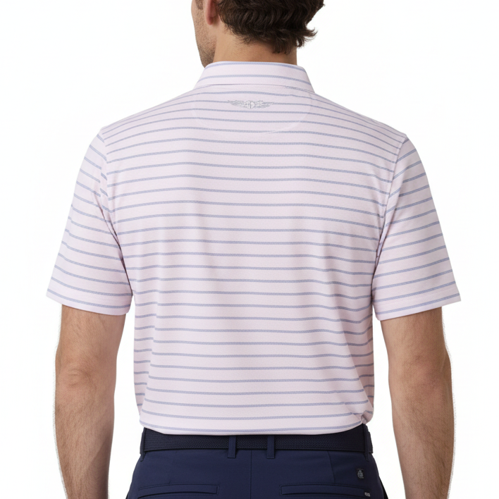 Straight Down Men's Golf Polo Quintero Stripe Lilac Size L