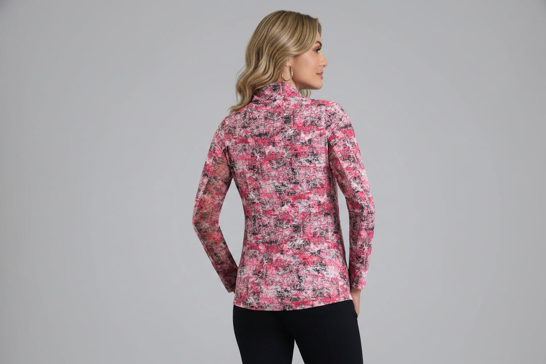IBKUL Womens Olivia Long Sleeve Zip Polo - Red/Black