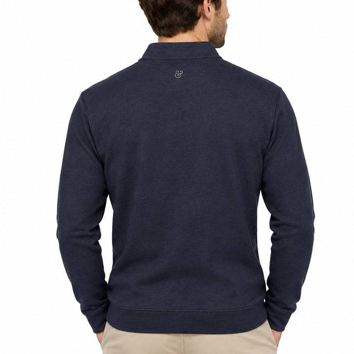 Collars & Co Men's Golf Quarter Zip Heather Cloud Cotton Navy Size XXXL