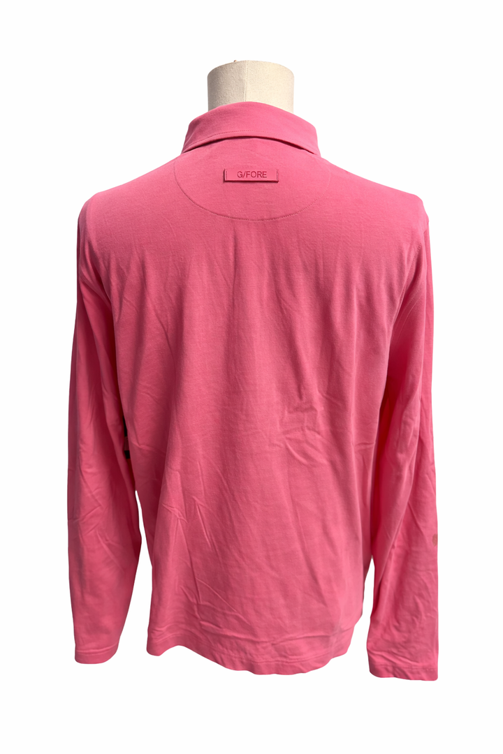 G/FORE Men's Brushed Cotton Long Sleeve Polo - Pink - Medium - Skorzie