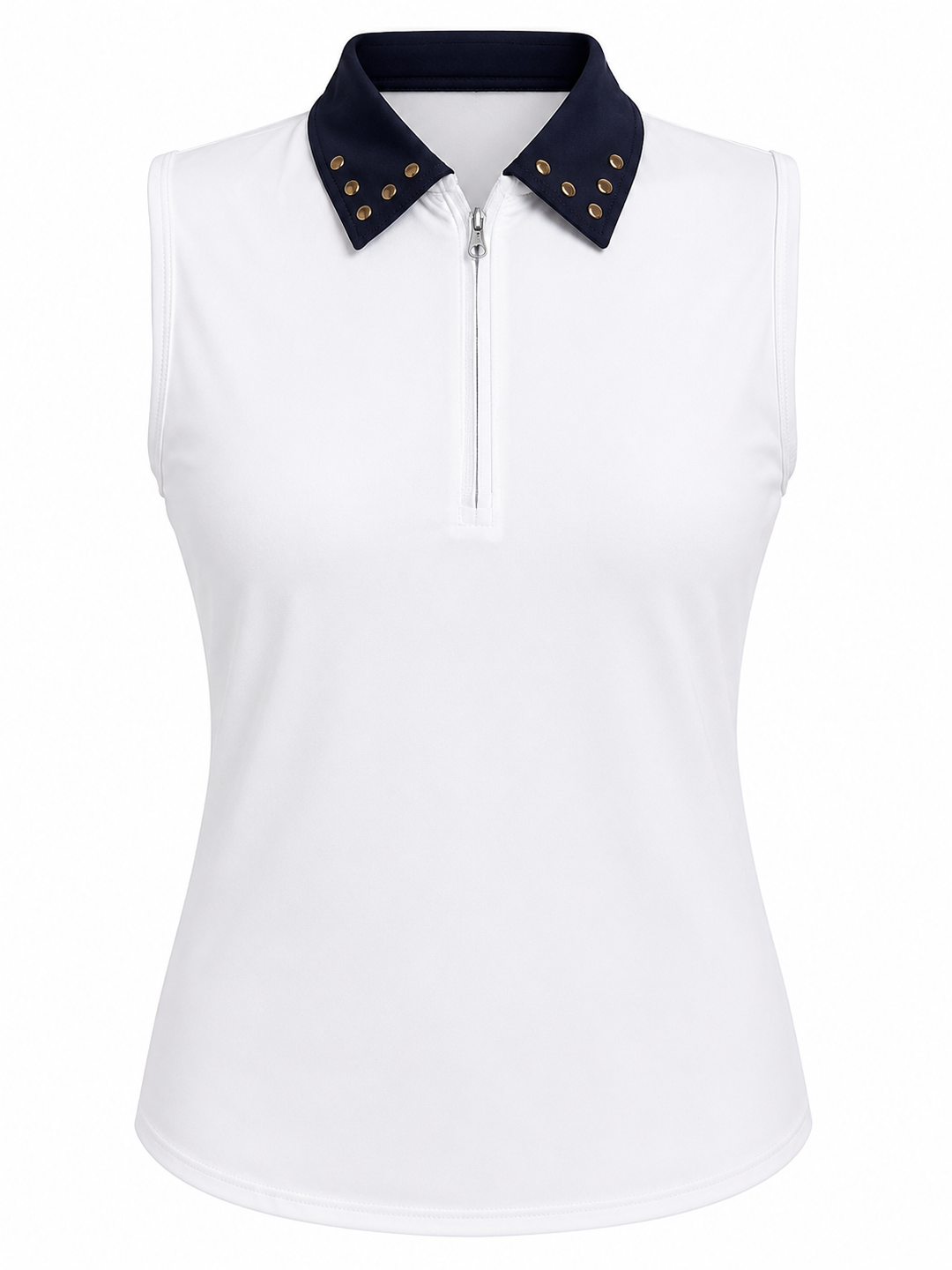 Foray Golf Studded Collar Sleeveless Polo - White - Small