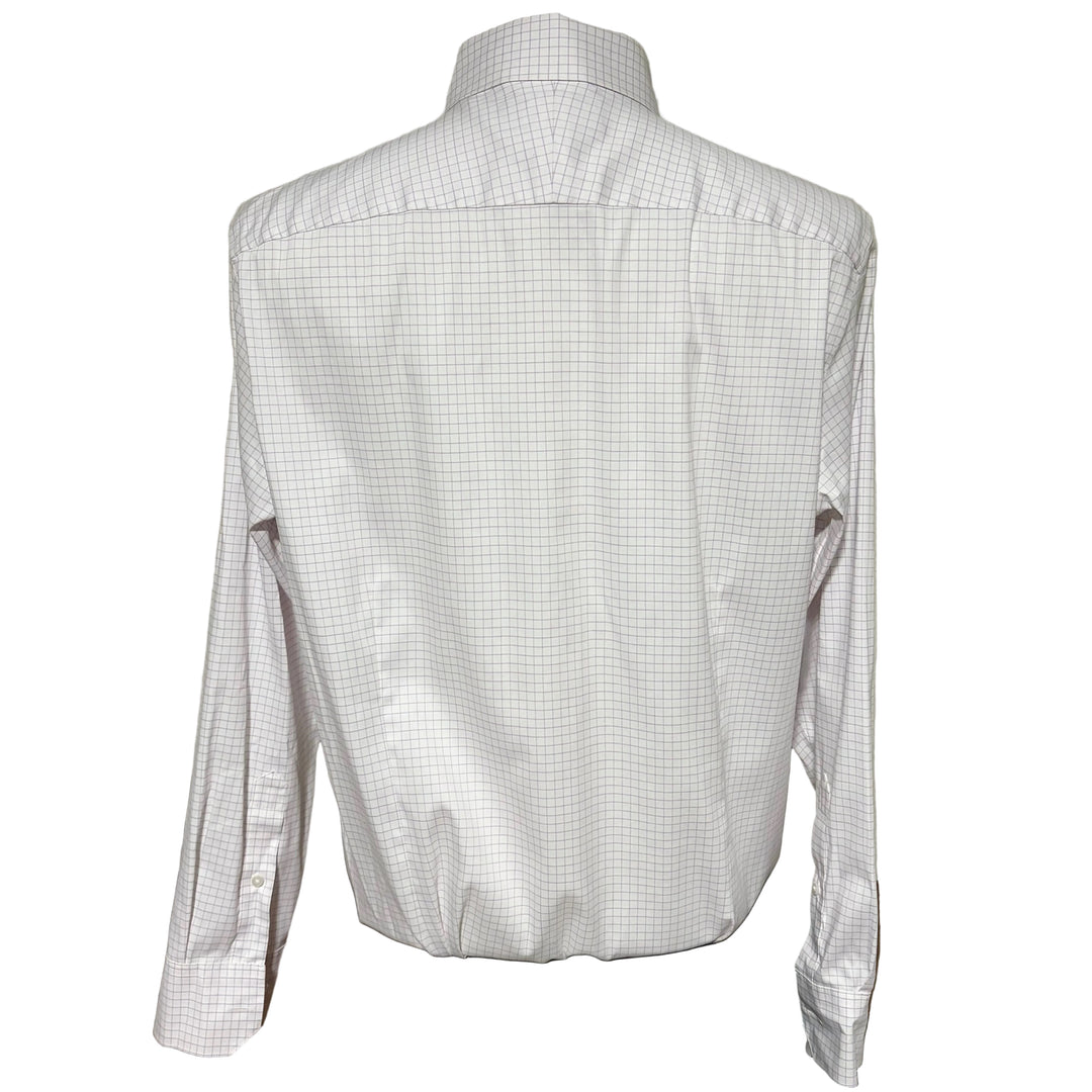 Mizzen + Main Trim Fit Hilton L/S Dress Shirt - White Lavender Grid - Large - Skorzie