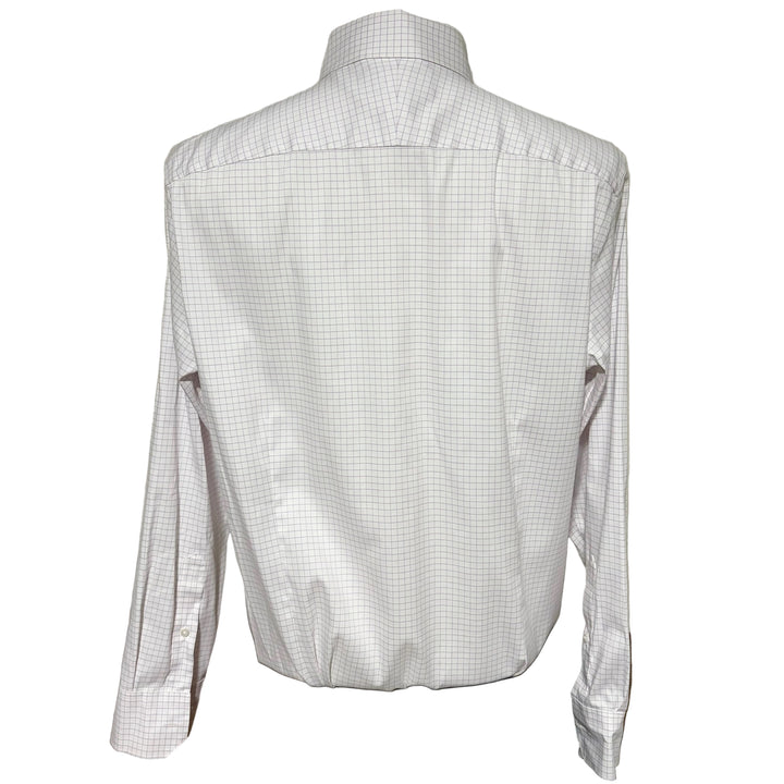 Mizzen + Main Trim Fit Hilton L/S Dress Shirt - White Lavender Grid - Large - Skorzie