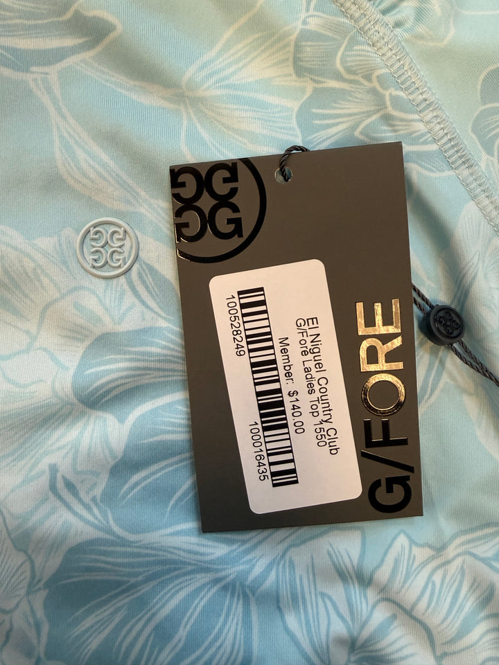 G/Fore Floral Quarter Zip (w/ logo) - Aqua - Small