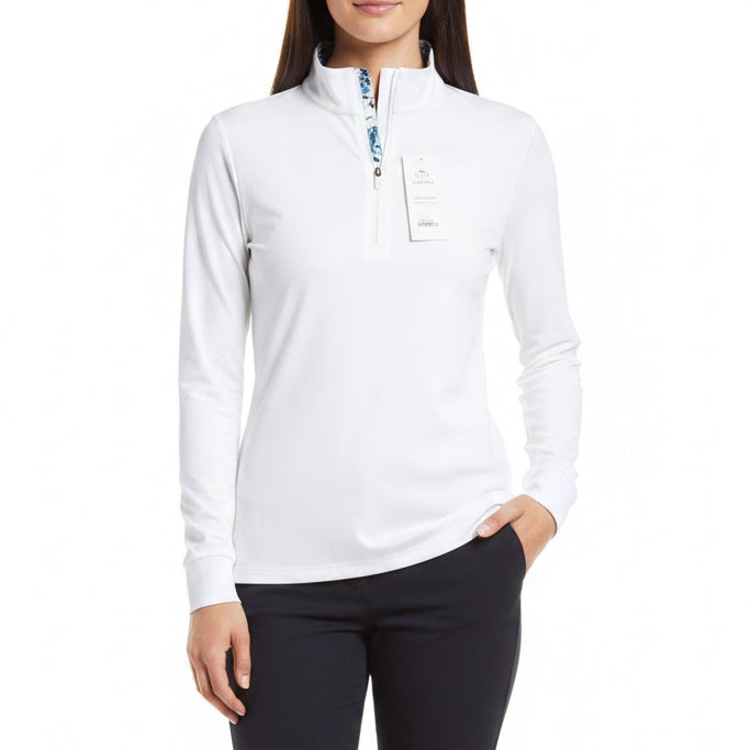 Kastel Women's L/S Polo 1/4 Zip Tailored Show White Size L