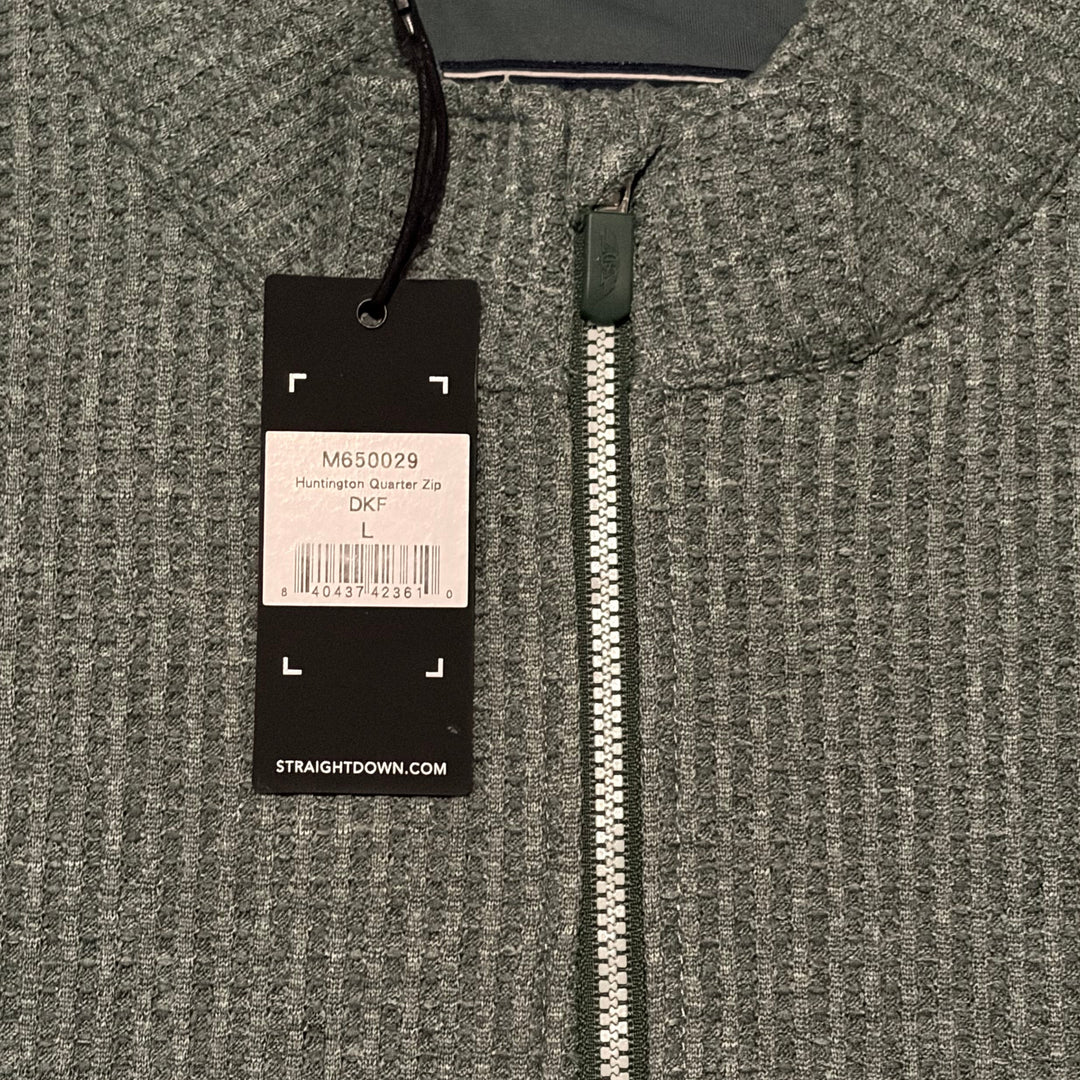 Straight Down Men's Golf Quarter Zip Huntington Dark Forest Size L
