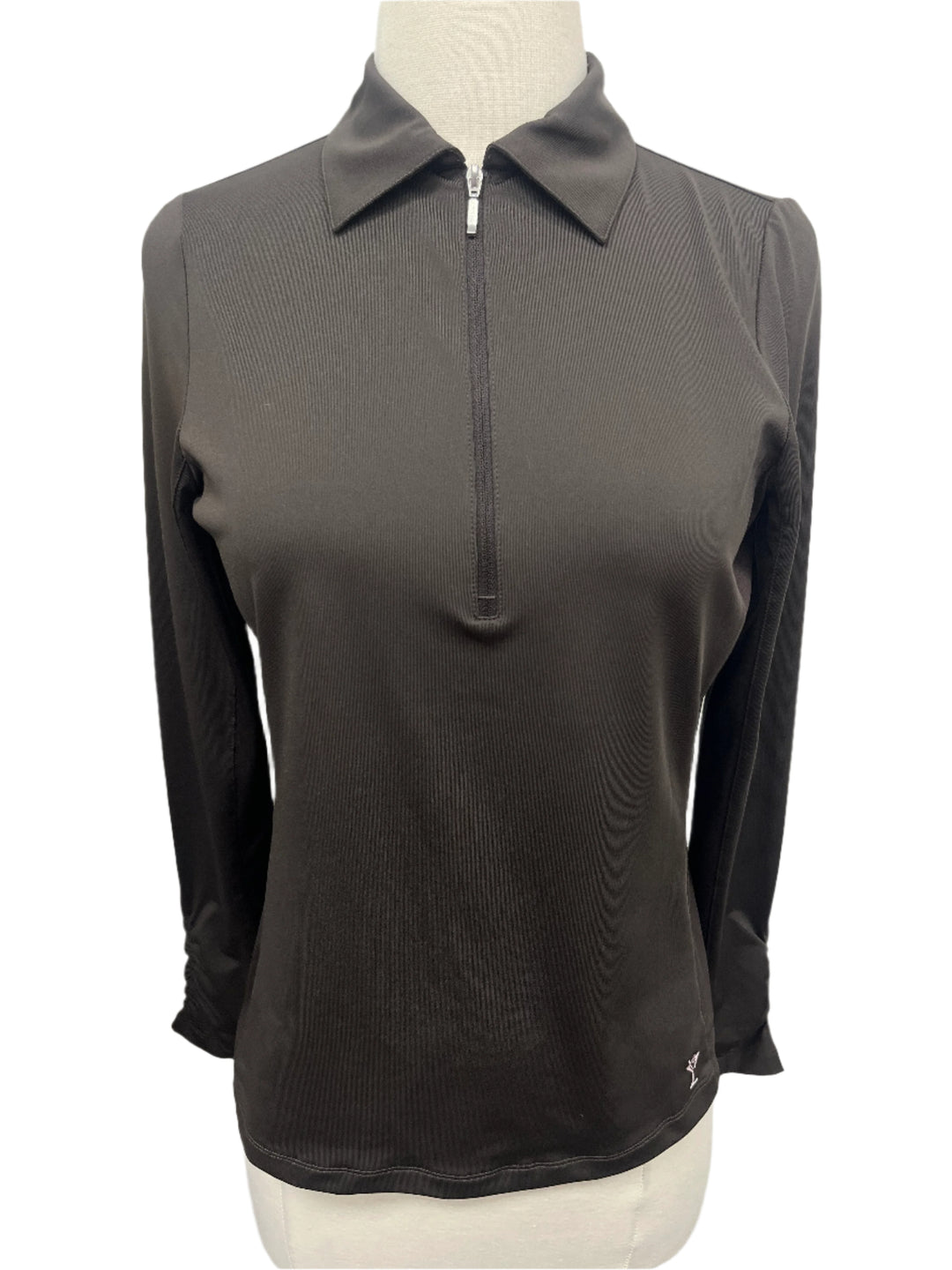 Golftini Long Sleeve Zip Polo - Cocoa - Small - Skorzie