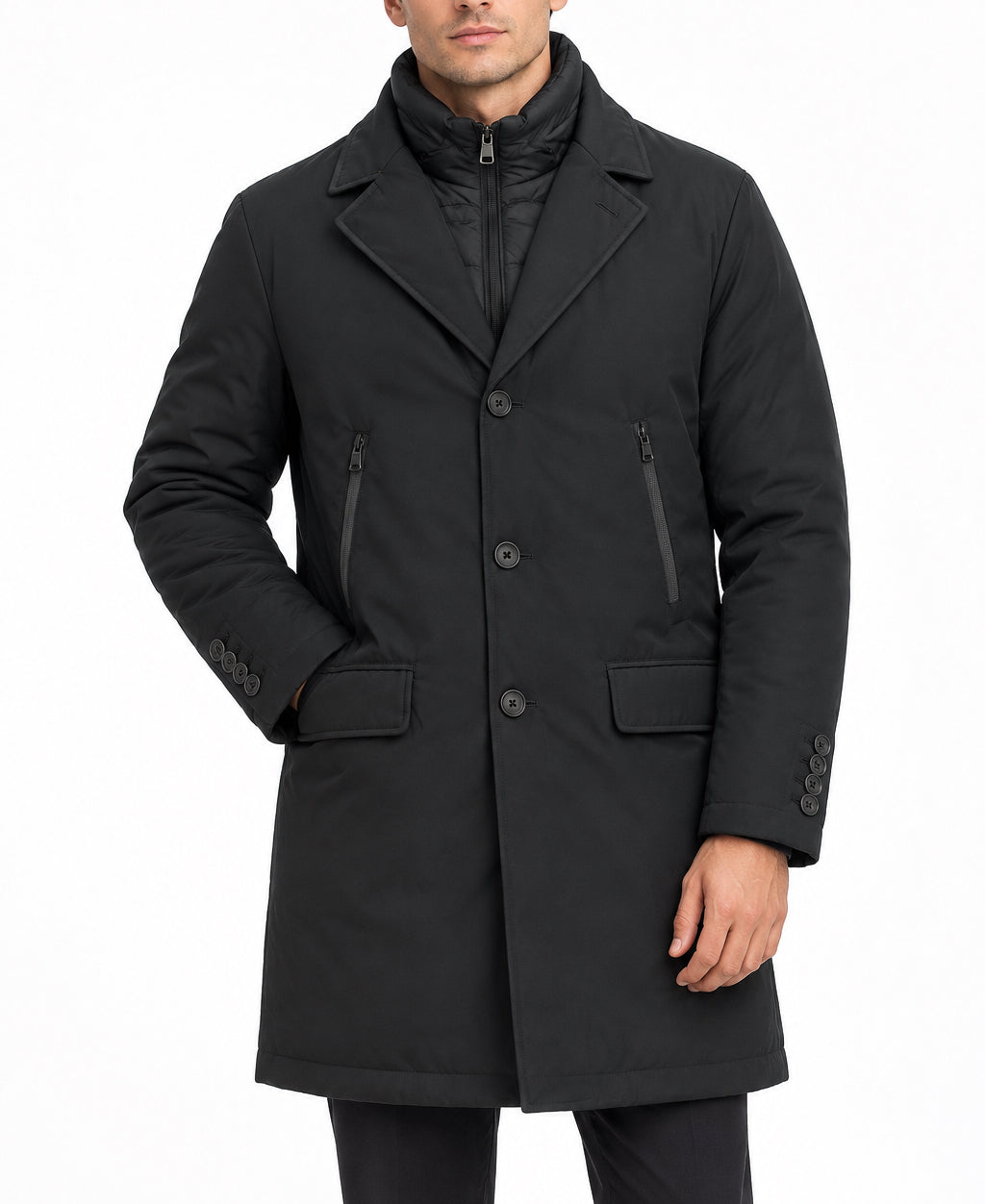 Collars & Co Men's Puffer Sport Coat Black Size L