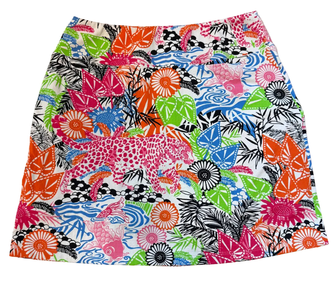 IBKUL Bamboo Garden Print Skort (18") - Multi