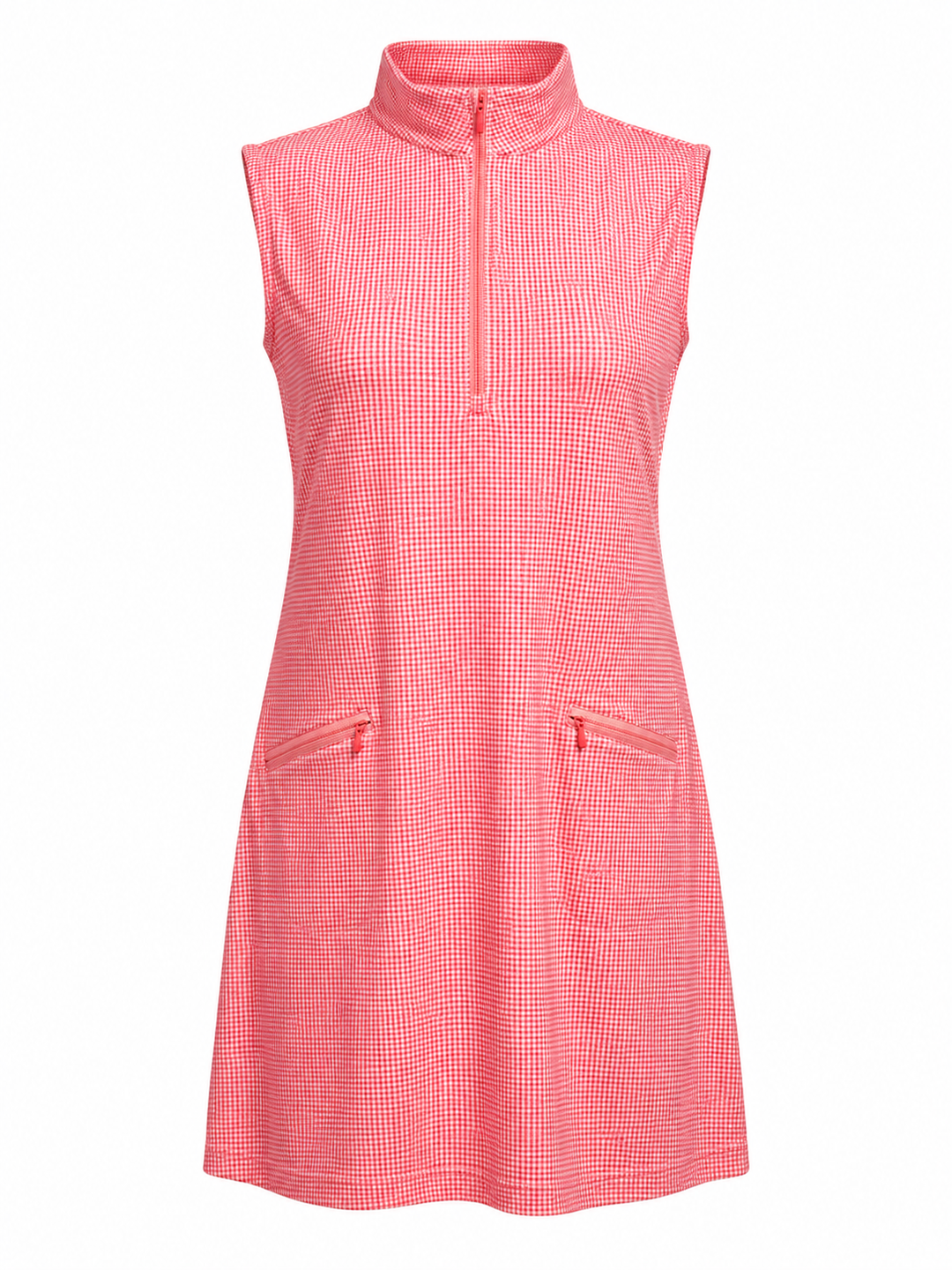 IBKUL Mini Check Sleeveless Zip Dress - Red/White