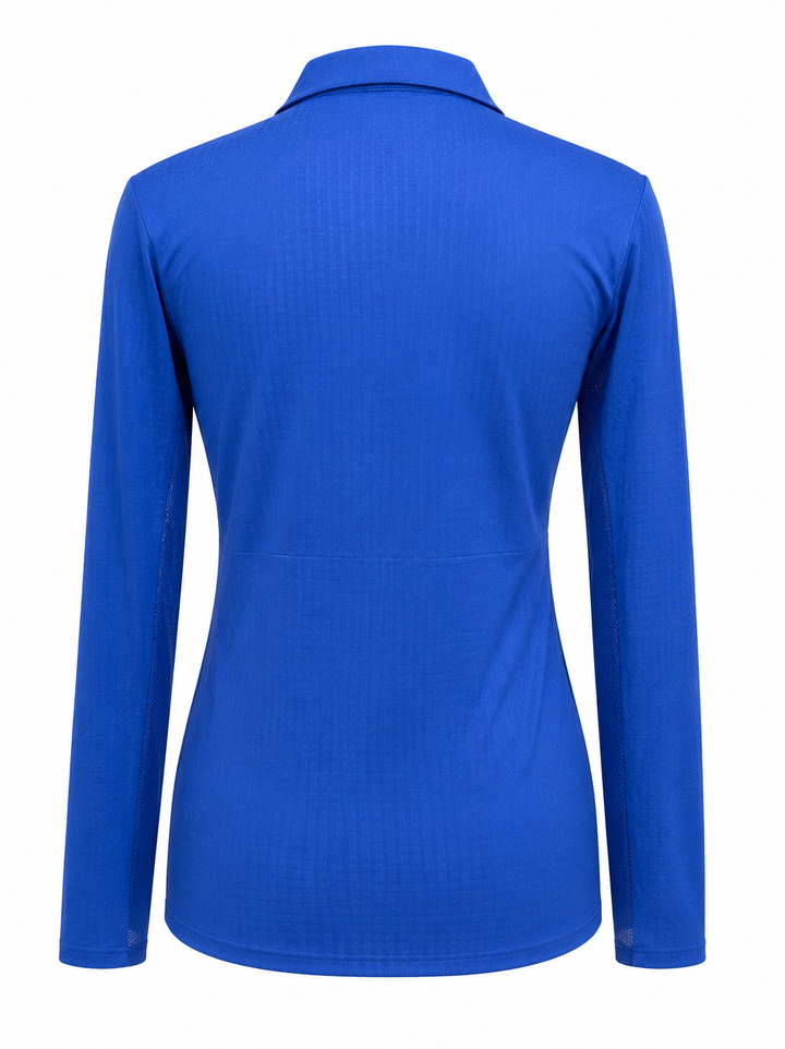 SanSoleil SolCool Long Sleeve Zip Polo - Electric Blue