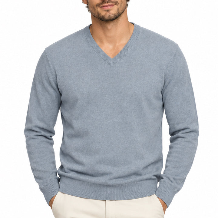 Collars & Co Men's Golf Sweater Luxury Touch V-Neck Blue Size L