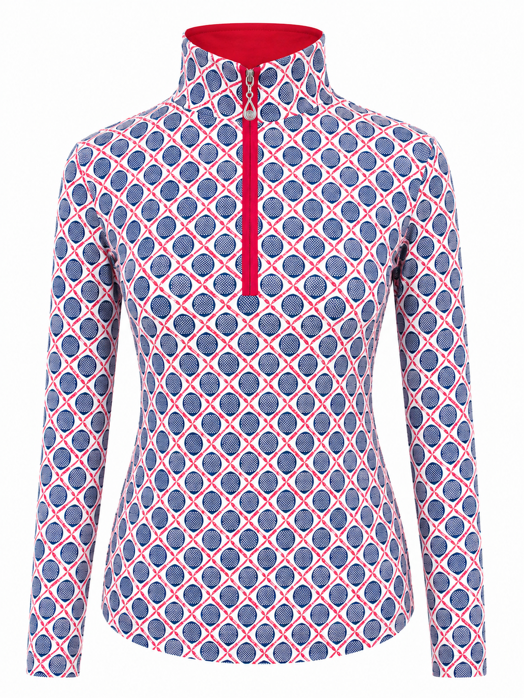 SanSoleil SolCool Print Mock Zip Top -  Golf Pattern