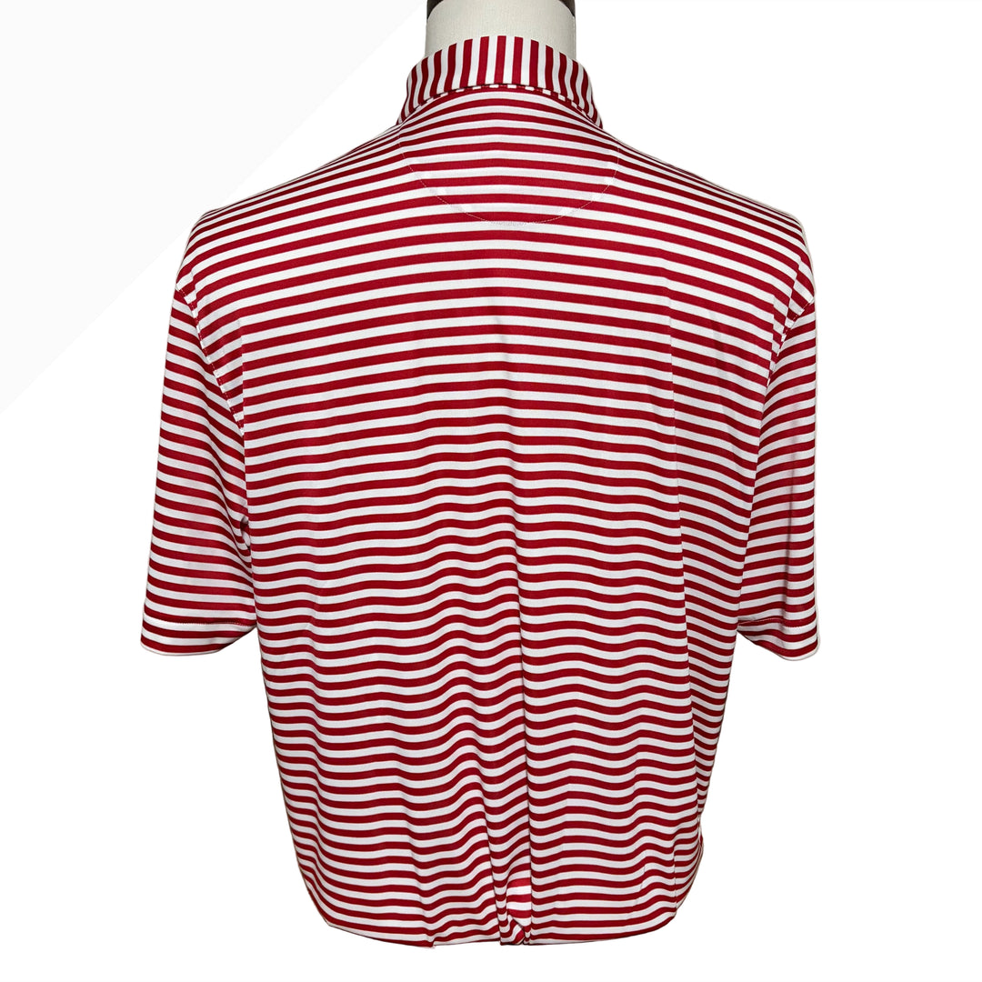 Greg Norman Recycled Microlux Stripe Polo - British Red/White - Large - Skorzie